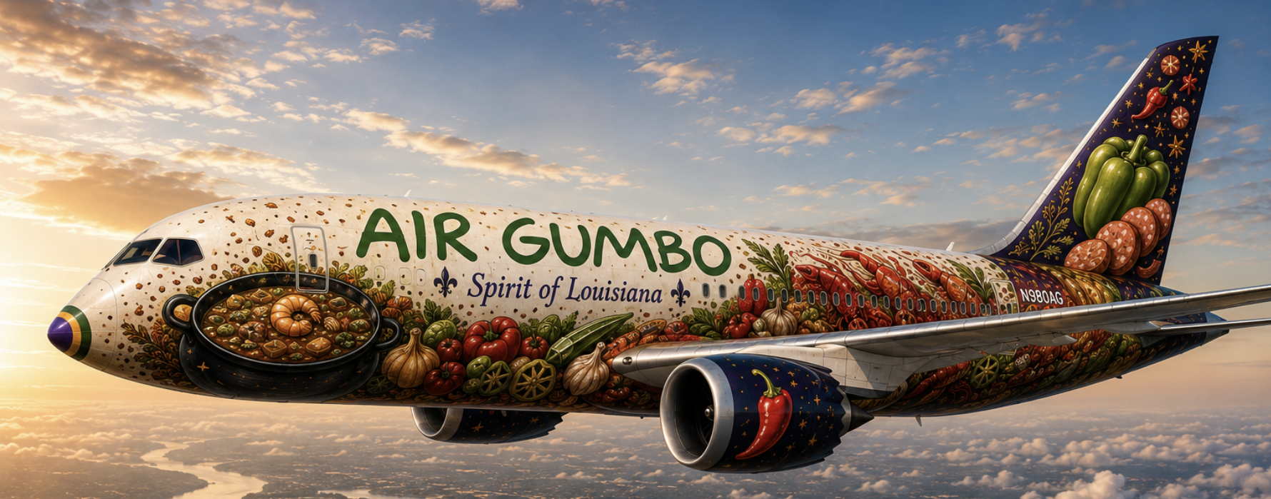 Air Gumbo aircraft with classic AIR GUMBO wordmark