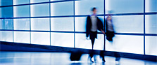 Passengers walking through the terminal